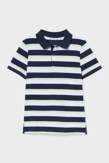 Kinder - Poloshirt - gestreift - dunkelblau / weiss