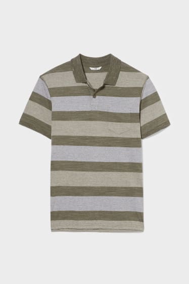 Men - Polo Shirt - Striped - khaki