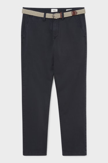 Mężczyźni - Spodnie chino z paskiem - Regular Fit - ciemnoniebieski