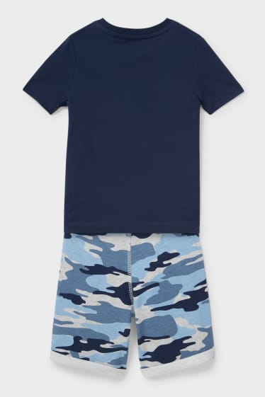 Bambini - Set - t-shirt e shorts di felpa - blu scuro
