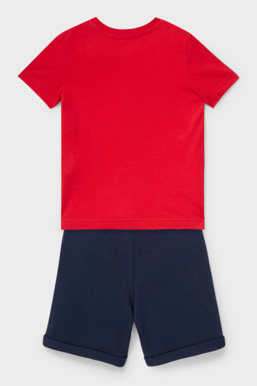 Kinder - Set - Kurzarmshirt und Sweatshorts - rot
