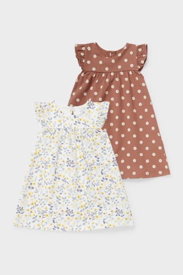 Bébés - Lot de 2 - robe pour bébé - marron / blanc crème