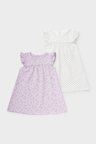 Bébés - Lot de 2 - robe pour bébé - violet / blanc