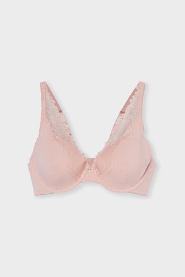 Women - Underwire bra - DEMI - large cup sizes - padded - rose