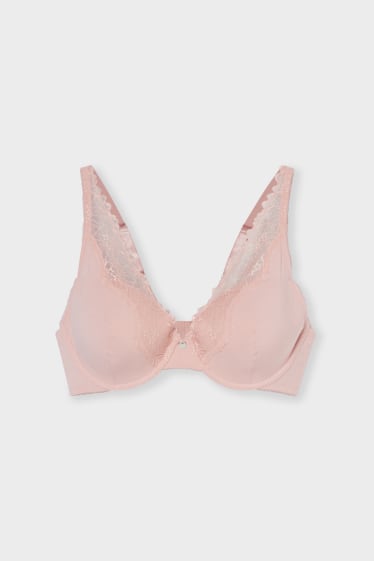 Donna - Reggiseno con ferretti - DEMI - coppe grandi - imbottito - rosa