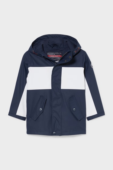 Children - Waterproof Jacket With Hood - dark blue / white