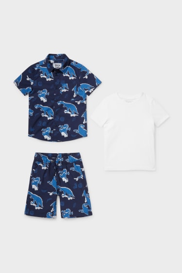 Children - Set - shirt, short sleeve T-shirt and shorts - dark blue