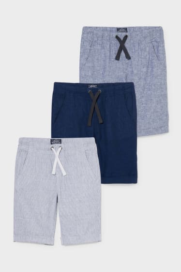 Niños - Pack de 3 - shorts - azul claro jaspeado