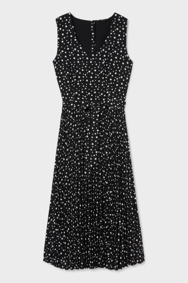 Kobiety - Sukienka - materiał z recyklingu - w kropki - czarny