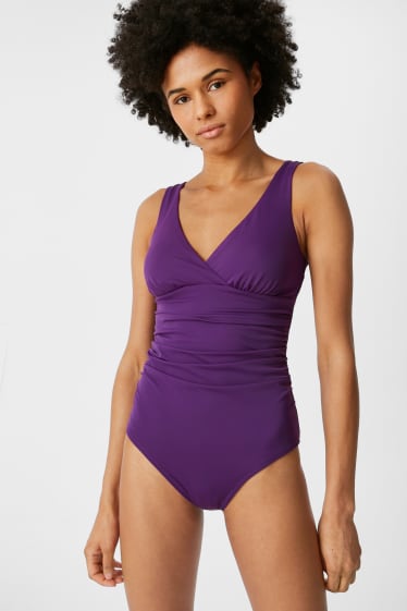 Femmes - Maillot de bain à fronces - ampliforme - violet