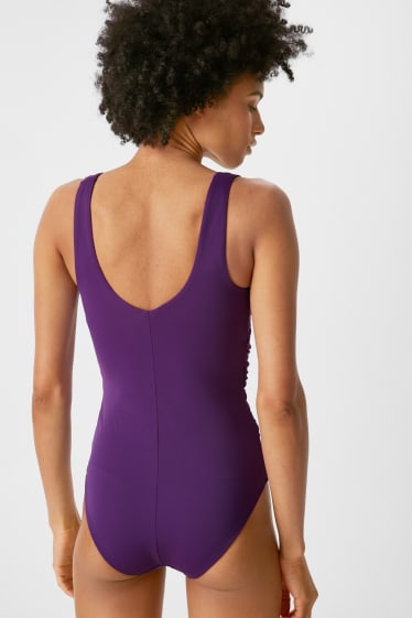 Women - Swimsuit With Gathers - Padded - violet