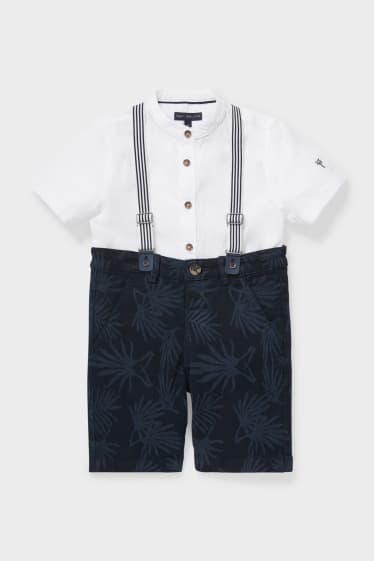 Bambini - Set - shorts, camicia e bretelle - blu scuro