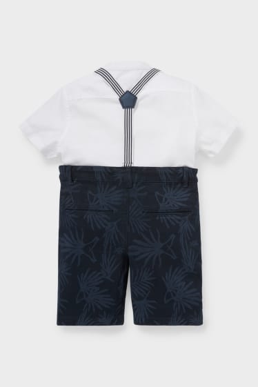 Kinder - Set - Shorts, Hemd und Hosenträger - dunkelblau