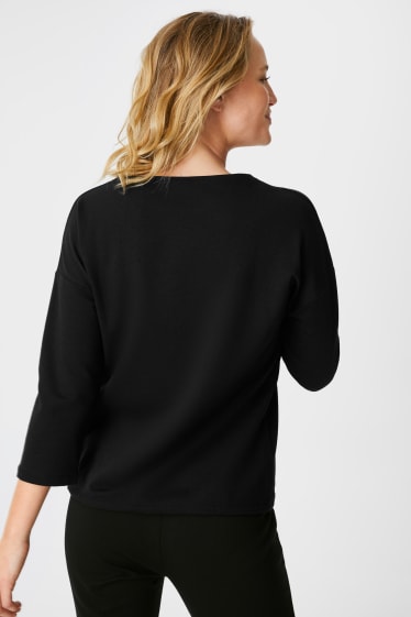 Damen - Langarmshirt - Glanz-Effekt - schwarz