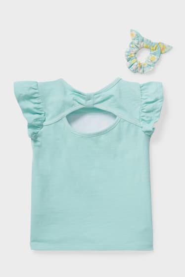 Dzieci - Jednorożec - zestaw - koszulka z krótkim rękawem i gumka do włosów - miętowa zieleń