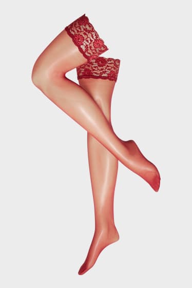 Donna - Collant autoreggenti - 20 DEN - rosso scuro