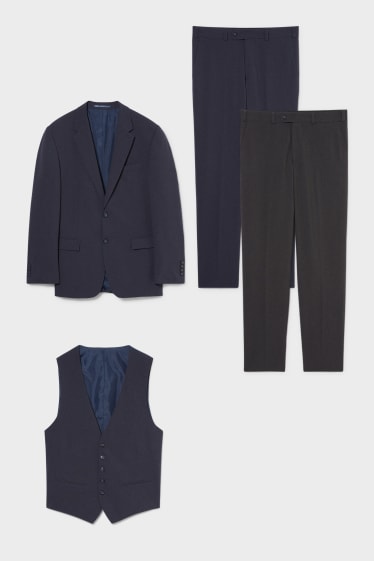 Herren - Anzug mit Zweithose - Regular Fit - 4 teilig - dunkelblau