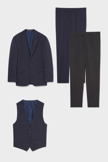 Men - Suit - regular fit - 4 piece - dark blue