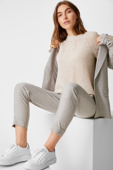 Donna - Pantaloni business - a quadri - grigio chiaro