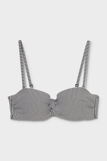 Women - Underwire bikini top - bandeau - padded - striped - black / white