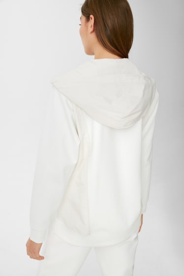 Kobiety - Rozpinana bluza z kapturem - biały