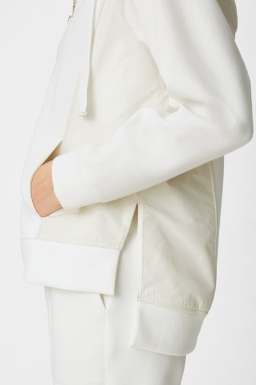 Kobiety - Rozpinana bluza z kapturem - biały