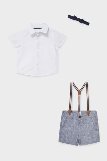 Baby's - Baby-outfit - gemengd linnen - 3-delig - wit