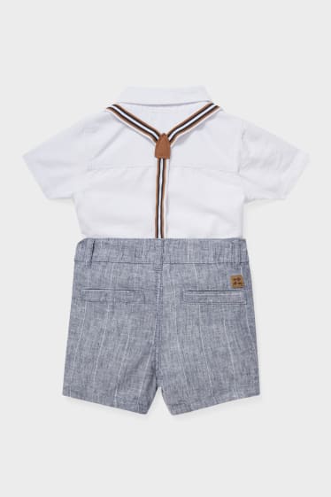 Baby's - Baby-outfit - gemengd linnen - 3-delig - wit