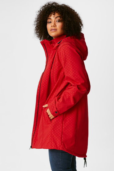 Mujer - Chaqueta softshell con capucha - De lunares - rojo