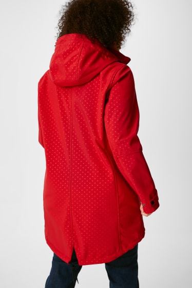 Mujer - Chaqueta softshell con capucha - De lunares - rojo