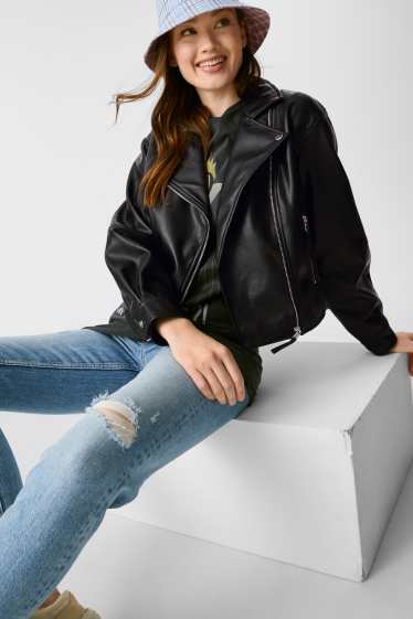 Women - CLOCKHOUSE - biker jacket - faux leather - black