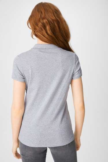 Women - Basic polo shirt - light gray-melange