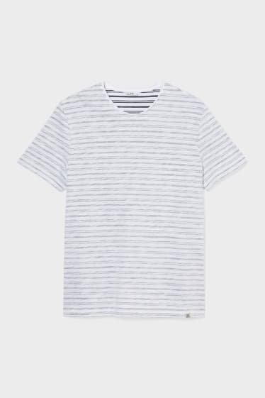 Men - T-shirt  - striped - white / blue