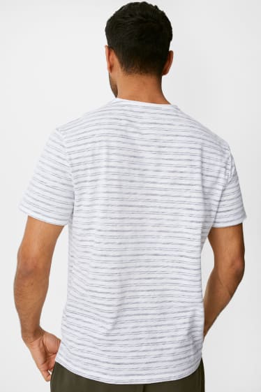 Men - T-shirt  - striped - white / blue