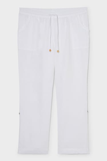 Dámské - Lněné kalhoty - bílá