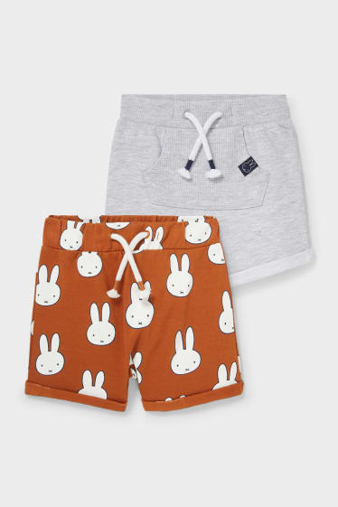 Bebés - Pack de 2 - Miffy - shorts de felpa para bebé - gris / amarillo