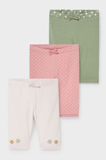 Bébés - Pack de 3 - leggings pour bébé - rose