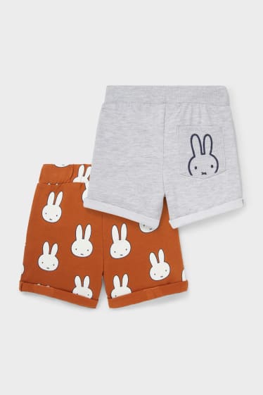 Neonati - Confezione da 2 - Miffy - shorts di felpa per bebè - grigio / giallo