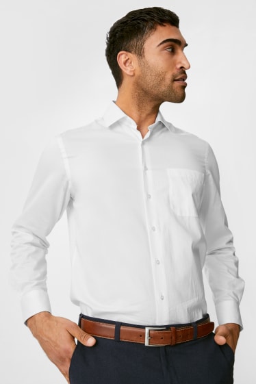 Herren - Businesshemd - Regular Fit - Cutaway- Bio-Baumwolle - weiß