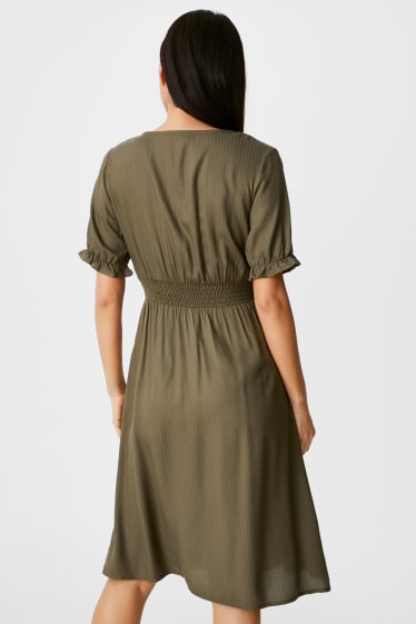 Damen - Fit & Flare Kleid - dunkelgrün
