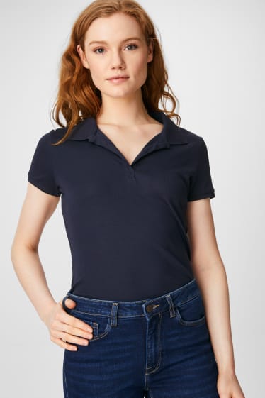 Women - Basic polo shirt - dark blue