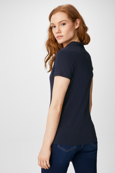 Kobiety - Koszulka polo Basic - ciemnoniebieski