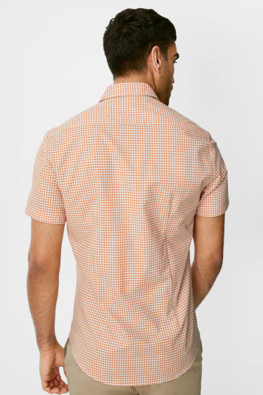 Heren - Overhemd - Slim Fit - Kent - geruit - oranje / crème wit