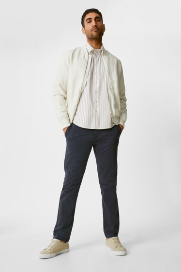 Mężczyźni - Spodnie chino z paskiem - Regular Fit - ciemnoniebieski
