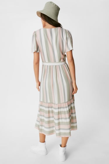 Women - Fit & flare dress - striped - rose