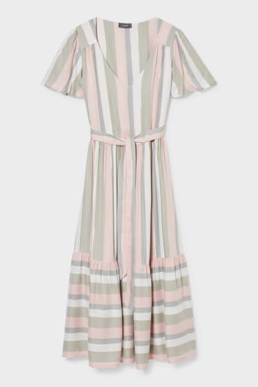 Women - Fit & flare dress - striped - rose