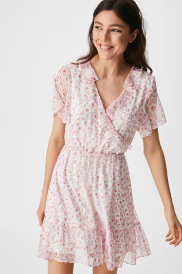 Women - CLOCKHOUSE - chiffon dress - floral - white / rose