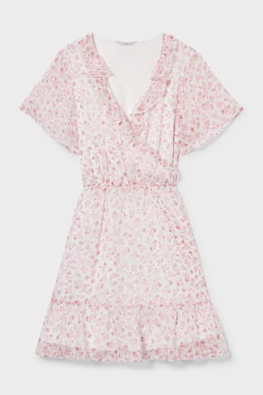 Women - CLOCKHOUSE - chiffon dress - floral - white / rose
