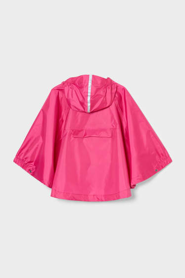 Children - Rain poncho with hood - foldable - pink