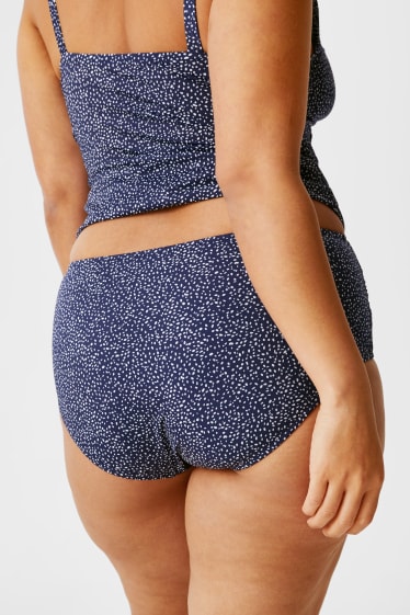 Women - Bikini Bottoms - hipsters - mid-rise - polka dot - dark blue